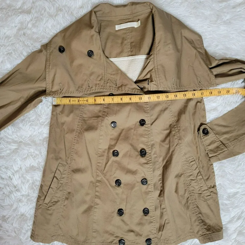 Nic. K Mesh Fly Away Back Double Breasted Tan Short Trench Jacket/ Coat Size XS